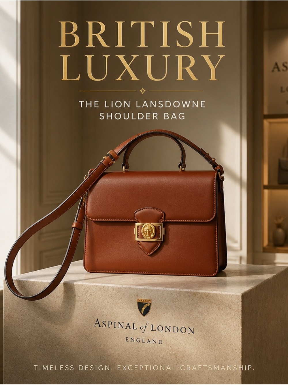 NWOT Aspinal of London Lion Lansdowne British Luxury Limited Edition top handle